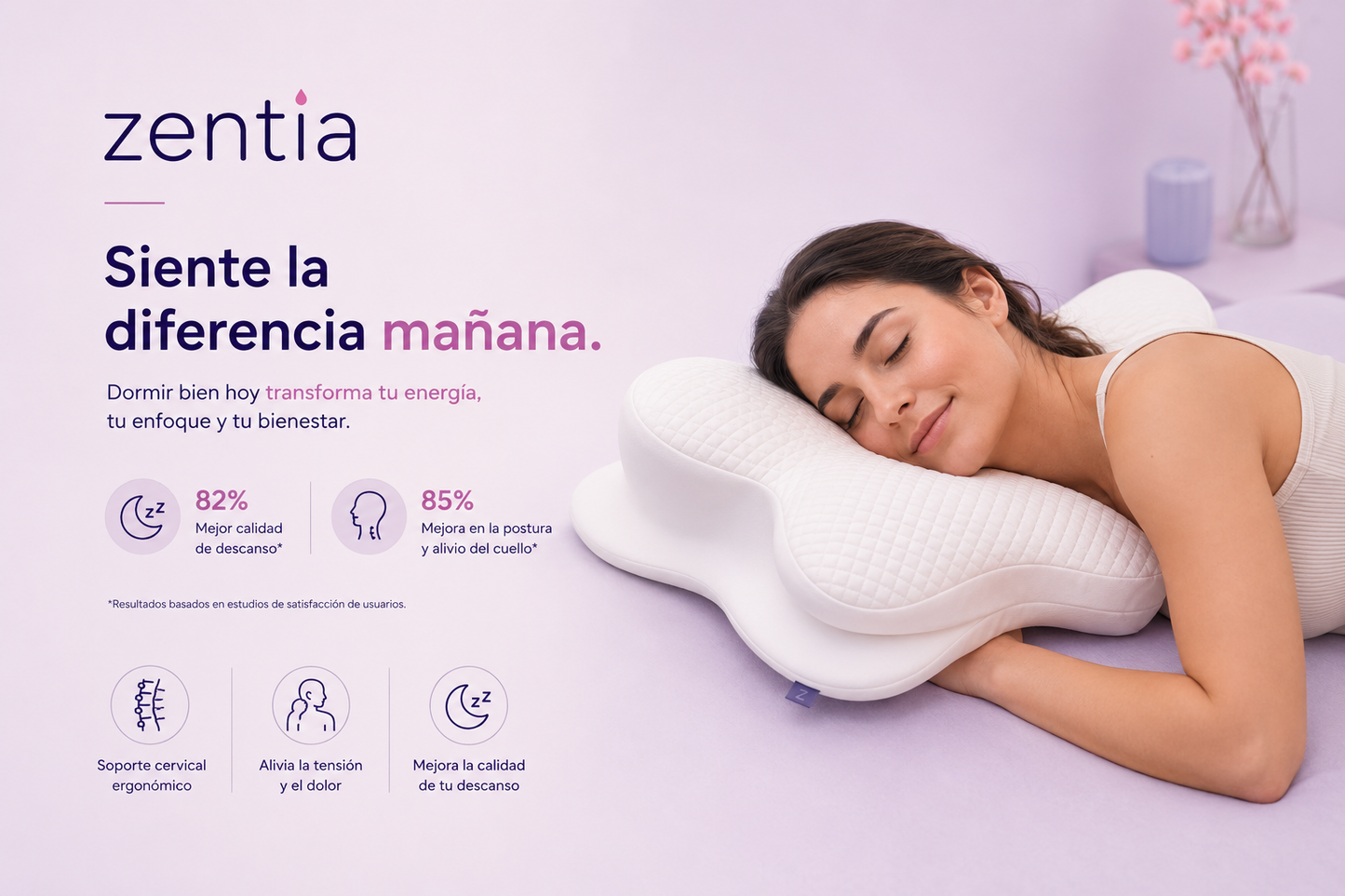 Almohada ortopédica con soporte para cuello y brazos - Zentia